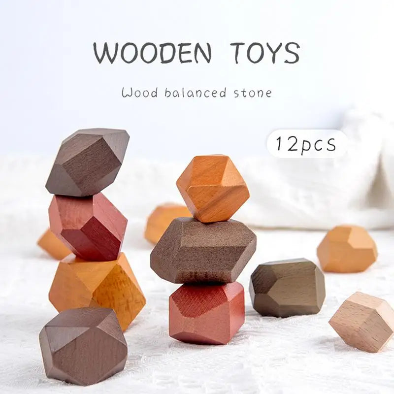 Iridescent Wooden Balance Rock Block Set